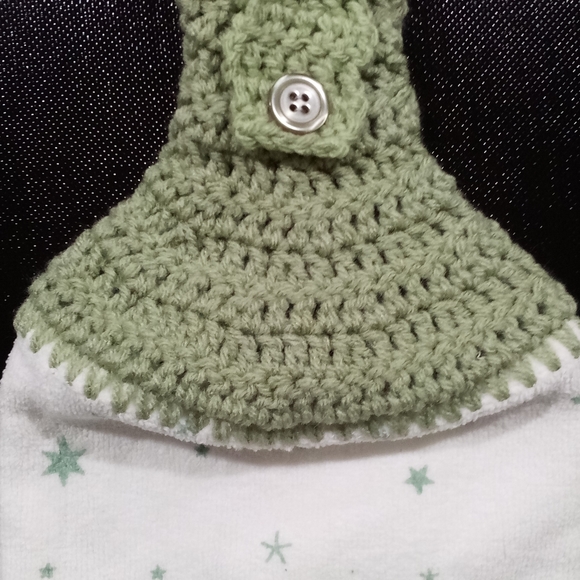 Crochet Top Kitchen Towel green stars - Picture 3 of 4
